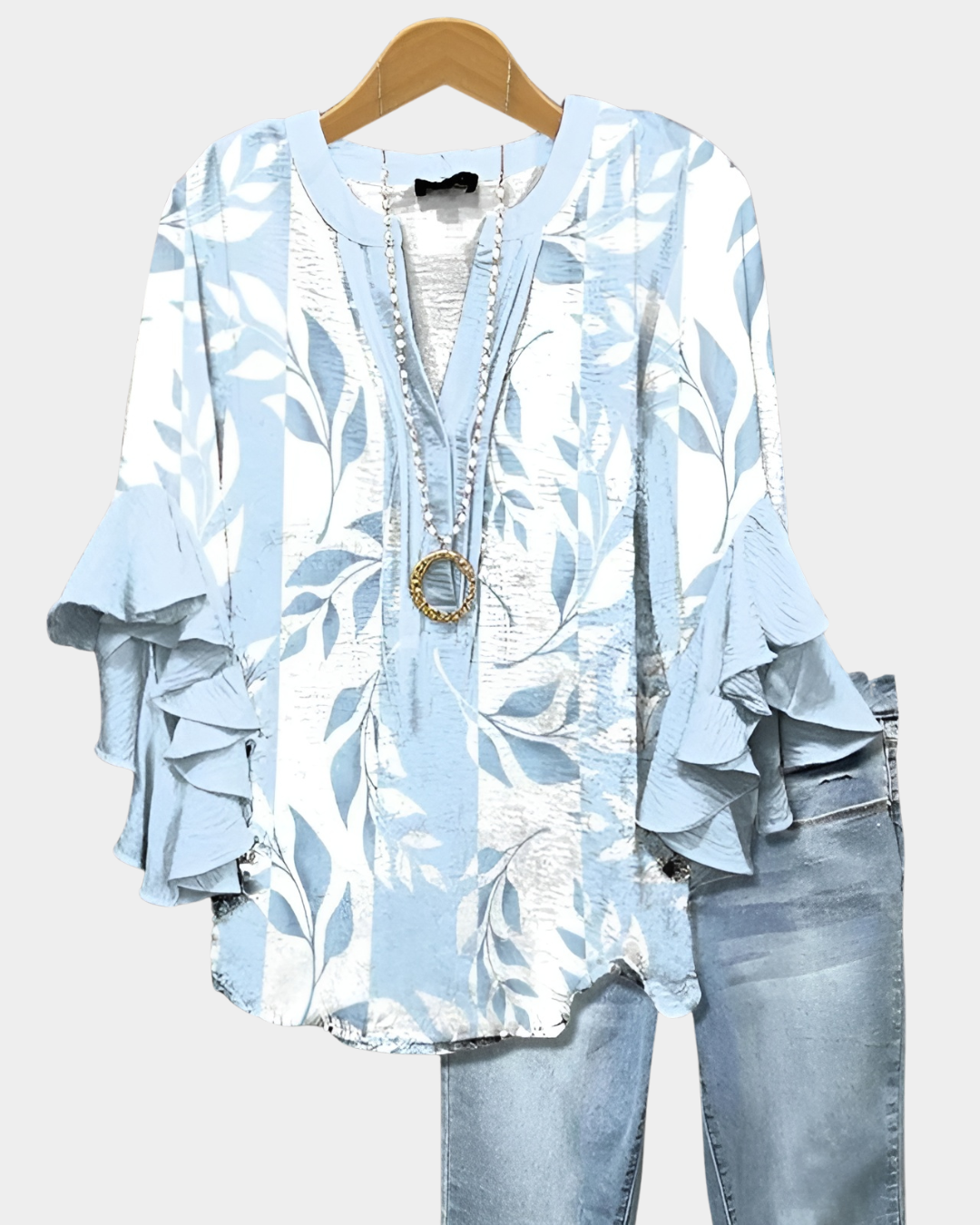 ELISABET™ | Casual blůza s listovým motivem
