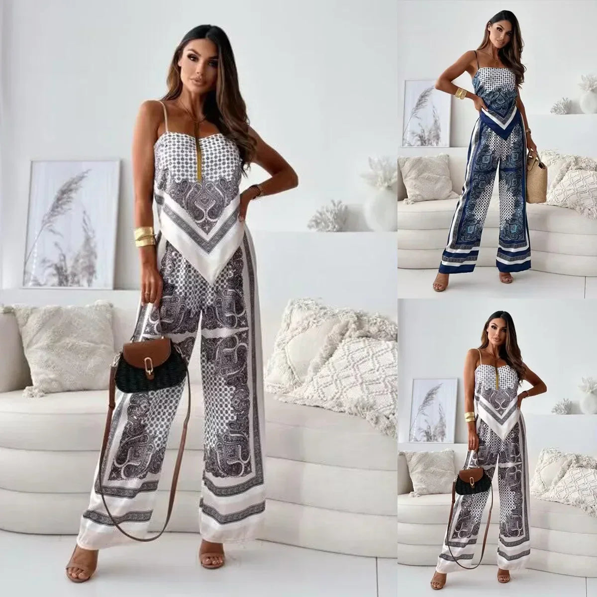 Solura™ | Stylový Dvoudílný Set s Krajkovými Uzly a Kalhotami
