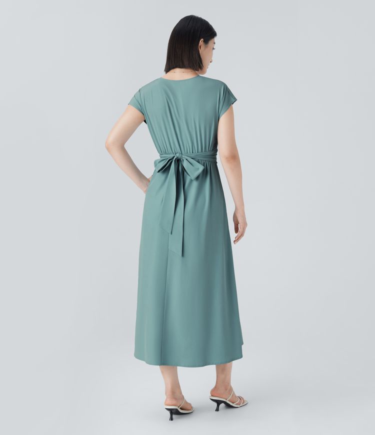 LYNN - Elegantní zavinovací šaty s vysokým pasem