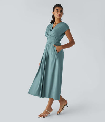LYNN - Elegantní zavinovací šaty s vysokým pasem