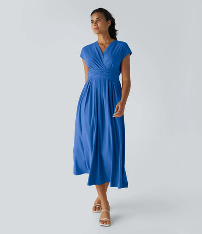 LYNN - Elegantní zavinovací šaty s vysokým pasem