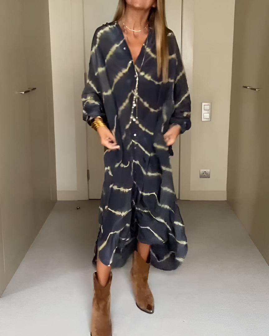 Julia™ | Boho pruhované maxi šaty