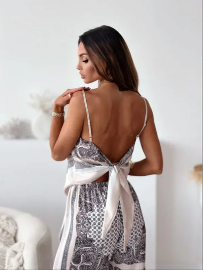 Solura™ | Stylový Dvoudílný Set s Krajkovými Uzly a Kalhotami