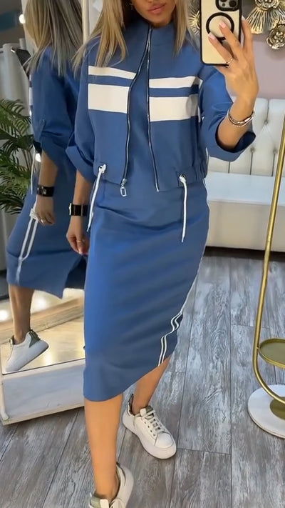 Veronika™ | Dámské šaty s kulatým výstřihem a ležérním sakem