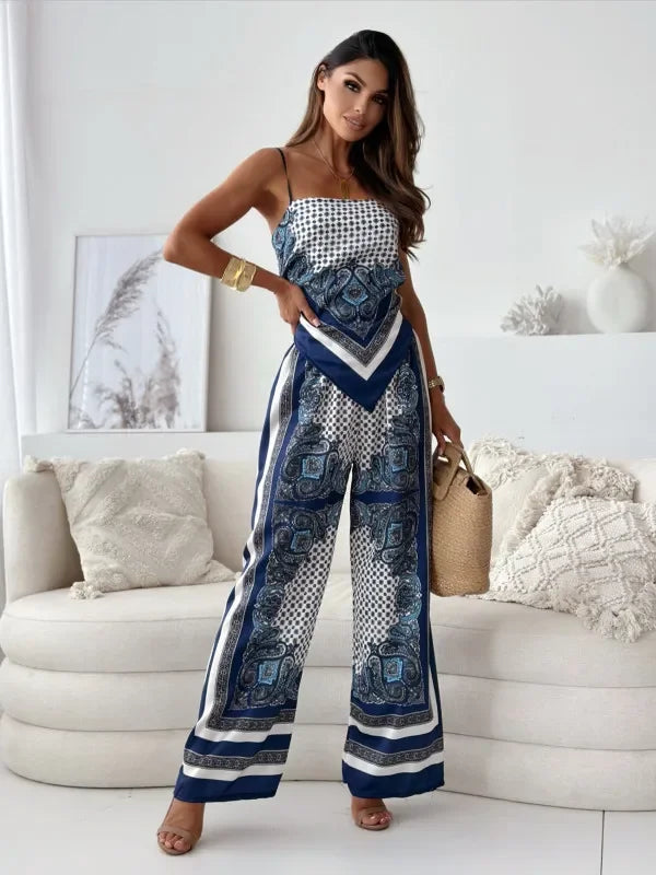 Solura™ | Stylový Dvoudílný Set s Krajkovými Uzly a Kalhotami