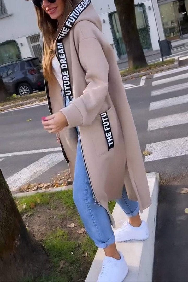 Veronika | Dámský dlouhý kabát s kapucí