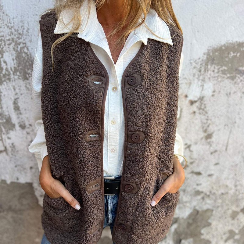 Sarina™ | Bezrukávový svetr s knoflíky